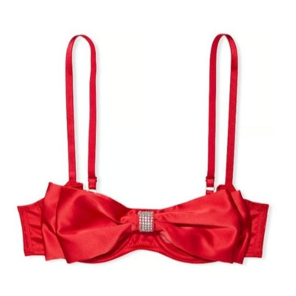 Victoria's Secret Wicked Unlined Bow Balconette Push-Up Bra Lipstick 36C NWT - Picture 3 of 10